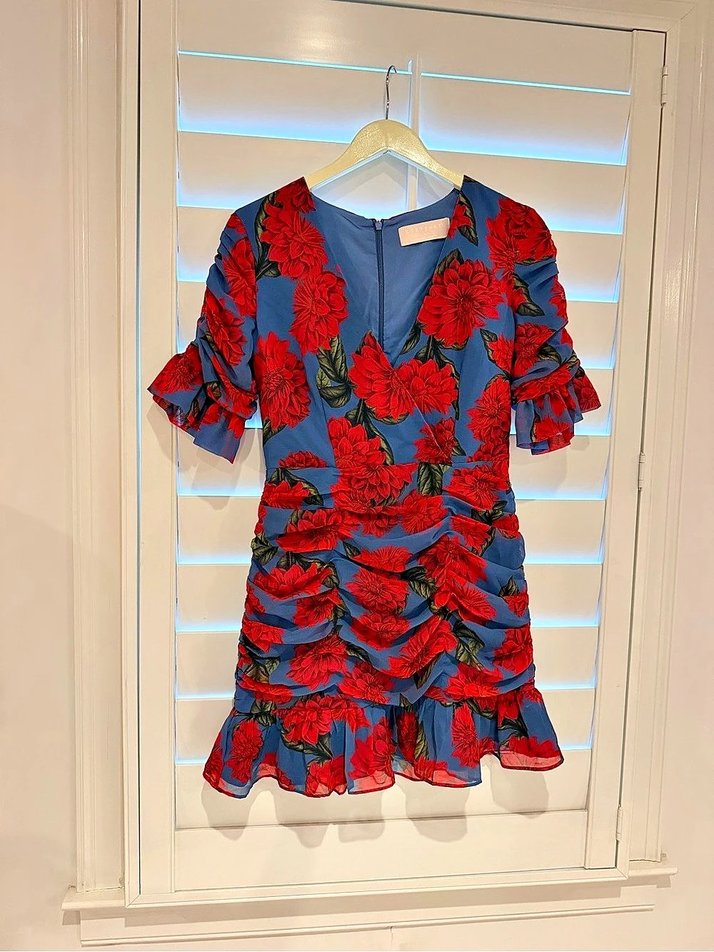 Keepsake | Floral Mini Dress in Blue & Red